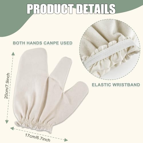 Garshana Gloves Raw Silk Massage, Raw Silk Garshana Gloves with Elastic Wrist Bands for Ayurvedic Skin Brushing Massage (Pair)
