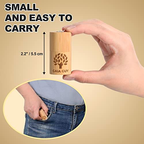 Gaia Guy Natural Unflavored Silk Dental Floss with Floss Refill & Reusable Bamboo Holder | 2 x 33yds Compostable Pure Silk Waxed with Candelilla Wax | Plastic-Free Packaging