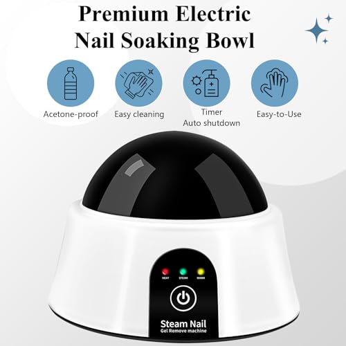 Electric Nail Soaking Bowl, Soak off Bowl for Gel Nail Polish, Acrylic Nails, Dip Powder Removal, Black