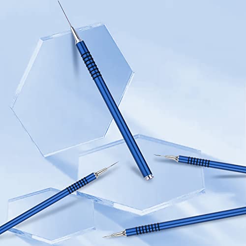 Nail Art Liner Brushes Set, 6Pcs Nail Art Design Brush Striping Thin Long Lines Dotting Drawing Pen, UV Gel Polish Painting Metal Handle Striper Brushes Size 5/7/9/11/20/25mm