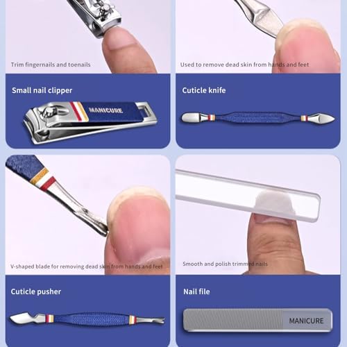 Nail Clippers Set - 19 Piece Manicure & Pedicure Kit, Stainless Steel Fingernail & Toenail Tools with Luxurious Travel Case for Men & Women