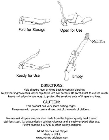 Toenail Clipper, Catches Clippings, Patented Ergonomic Grip, Built-in Nail File, Made in USA