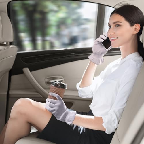 MIG4U Moisturizing Beauty Gloves Touchscreen Overnight Sleeping Glove for Women Dry Hands, Nighttime Lotion, Eczema, SPA, Cosmetic Treatment, Grey Purple 3 Pairs Size S/M