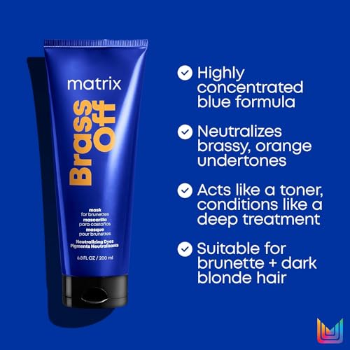 Matrix Brass Off Color Depositing Blue Hair Mask - Neutralizes and Tones Brassy or Orange Hair, For Color-Treated, Lightened Brunettes or Dark Blondes