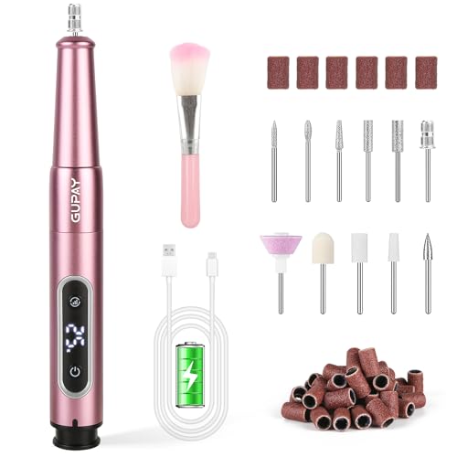 Electric Nail Files Cordless, Professional Nail Drill Machine for Acrylic Nails Gel with 5 Speeds, Portable Rechargeable E File Manicure Pedicure Kit Gifts for Girl Women Beginners