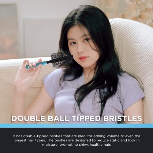 Spornette Double Stranded XL Round Brush, Nylon Bristles - Round Brush for Straightening, Anti-Frizz, Detangling, Volumizing - Styling for Wavy & Curly, Medium & Long Hair Lengths (2.75 Inches)