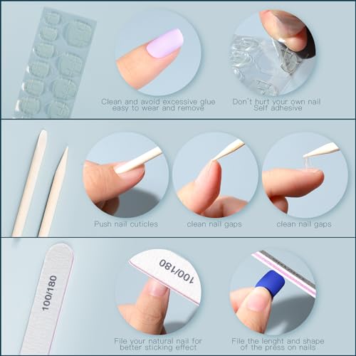 FANDAMEI Press on Nails, 24 Colors 576PCS Press on Nails Short Square Matte Glossy. Glitter Press on Nails Short Round. Natural Fit Lightweight Fake Nails Natural for Nail Art