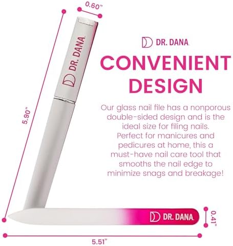 Dr. Dana Glass Nail File with Case - Premium Double-Sided Etched Crystal Nail File for Natural Nails, Protective Travel Case Included – Ideal Self Care Gift, Professional Quality by Dr. Dana