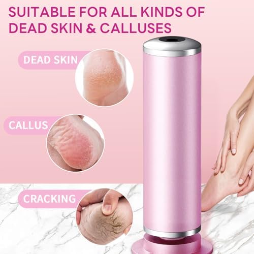 Dermave Electric Foot Callus Remover, 800RPM Electric Foot File Callus Remover for Feet with 60 pcs Sandpaper Discs, Stepless Speed Professional Foot Scrubber Pedicure Tools for Dead Skin and Calluses