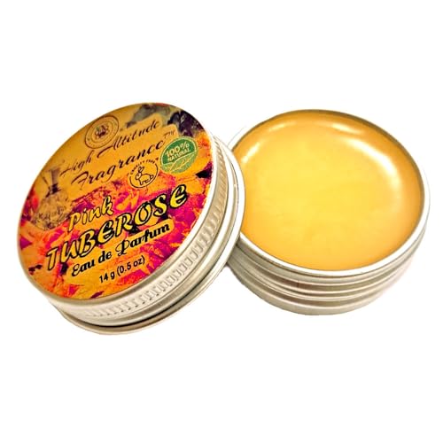 PINK TUBEROSE Perfume - Eau de Parfum - Solid Balm - Aromatherapy Essential Oils (Polianthes Tuberosa, Honeysuckle, Rose, Frangipani, Jasmine, Mandarin, Lily, Green Tea) - Natural Fragrance - 0.5oz