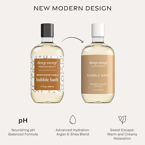 Deep Steep Bubble Bath, Brown Sugar Vanilla, 17 Ounce