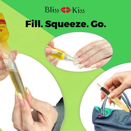 Nail Care Headquarters Refillable Holographic Cuticle Oil Pen for Nails - Empty Holo Squeeze Nail Oil Pen with Brush from by Bliss Kiss 3-Pack