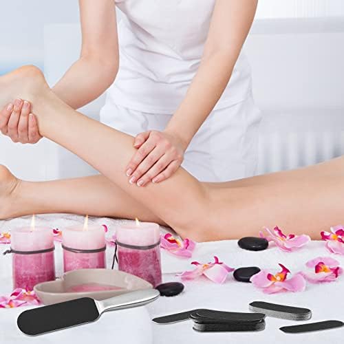 Flutesan 120 Pcs Stainless Steel Foot File Replacement Pads 120 Grit 180 Grit Pedicure Refill Pads Coarse Fine Pedicure File Refills Foot Rasp with Removable Glue for Callus Dead Skin, Black