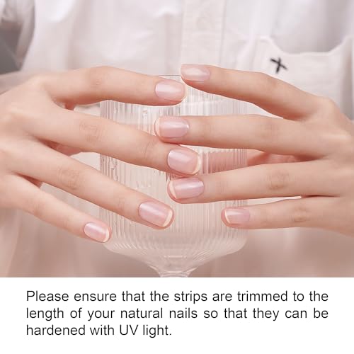 DANNI & TONI Semi Cured Gel Nail Strips Transparent Crystal Clear Nail Stickers Sheer Gel Polish Strips 28 Stickers Ultra-glossy, Long-lasting, Waterproof