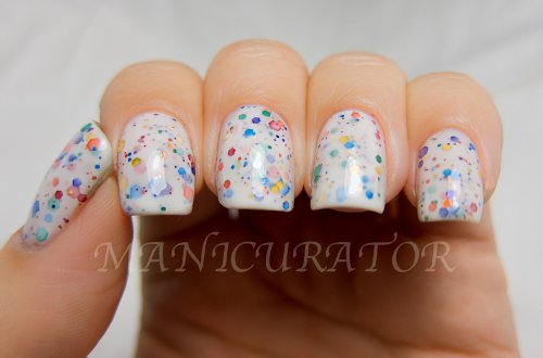 KBShimmer Oh Splat White Glitter Nail Polish with Rainbow Glitters- 0.5 oz Full Sized Bottle