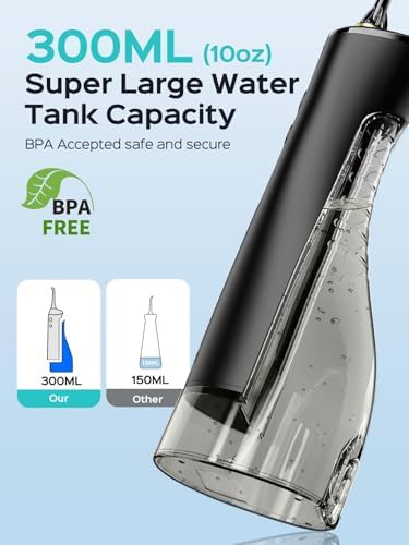 COSLUS Portable Water Flosser for Teeth: 10 Pressure Settings Professional Water Dental Pick for Orthodontic, Braces & Sensitive Gums - Cordless for Travel Use, for Adults Teens, BPA-Free, W40(WFP14)