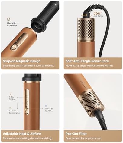 DREAME AirStyle Pro 7-in-1 Hair Styler & High Speed Dryer | Magnetic Attachments for Curling, Smoothing, Volumizing | Fast Drying, Frizz Control, Cool Shot | Luxury Leather Package