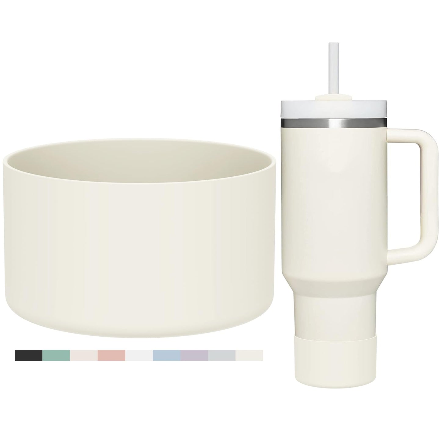 Affute Protective Silicone Boot for Stanley Quencher H2.0 40 30 20 oz & IceFlow Flip 30 20 oz, BPA Free Anti-Noise Anti-Scratch, Stanley Cup Protector Sleeve Cover Boot (Cream)