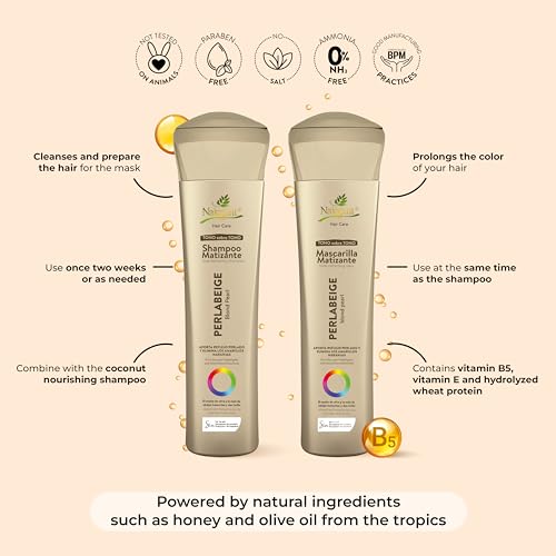 naissant Perla Beige Hair Purple Shampoo | Eliminates Brassiness | Neutralizes Yellow & Orange Tones | Paraben, Ammonia & Sulfate Free | Pro-Vitamin B5, Olive Oil & Honey (Perla Beige) 10.1 Fl Oz