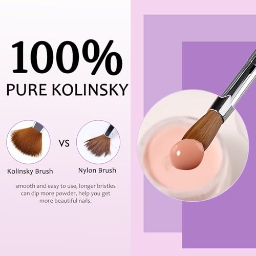 Acrylic Nail Brush - 100% Kolinsky Sable Hair Brush for Acrylic Application - Professional Salon-Grade Tools with Box for Nail Art, Extensions & 3D Carving (Gradient, #12)