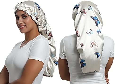 Satin Bonnet Silky Sleep Cap,Adjustable Hair Bonnet for Braids Curly Hair