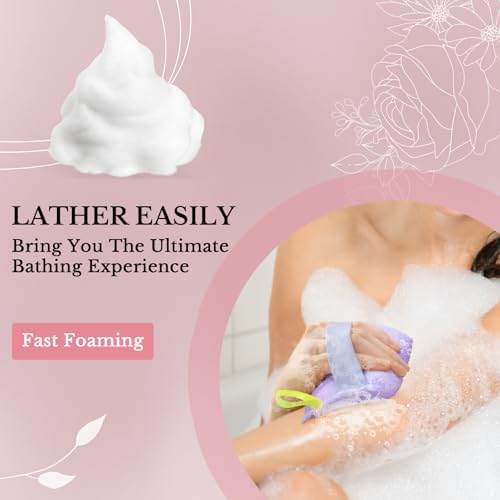 MIG4U Exfoliating Body Scrubber Sponge Exfoliate Dead Skin Bath Sponge for Shower, Luxury Foaming Skin Scrubber for Women Men, 3 Pack Classical