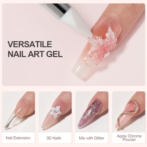 GAOY 60g Solid Builder Gel for Nails, Non-Sticky Hand 3D Sculpting Hard Gel for Art Carving Modeling and Extension, Clear