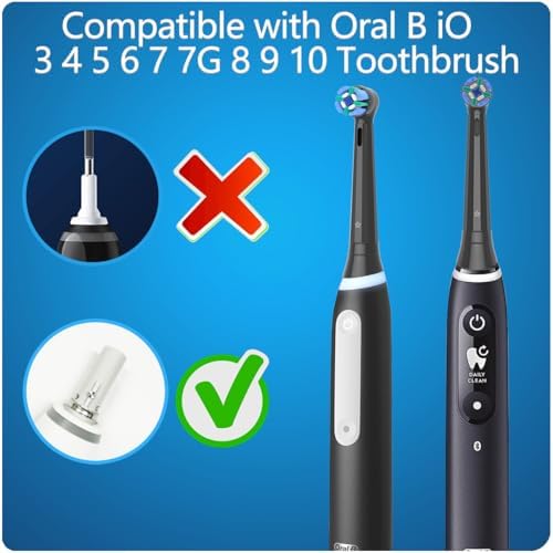 8 Pack Replacement Toothbrush Heads Compatible with Oral B iO, Brush Heads for Oral-B iO 2/3/4/5/6/7/8/9/10/7G Series, with Covers, Black