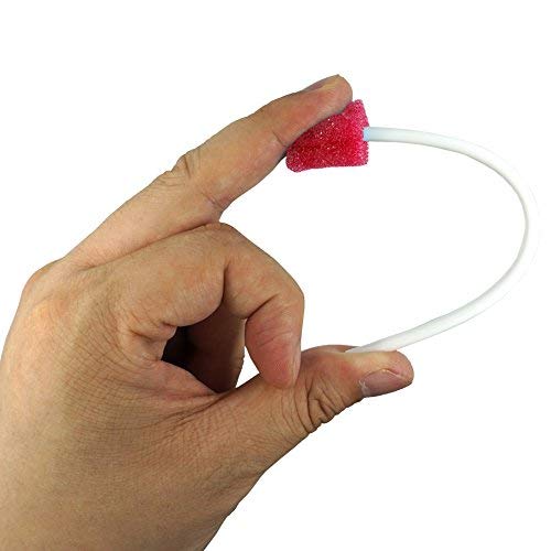 Disposable Oral Foam Swab with Mint Flavored, Individually Wrapped, Red, Box of 50 Counts