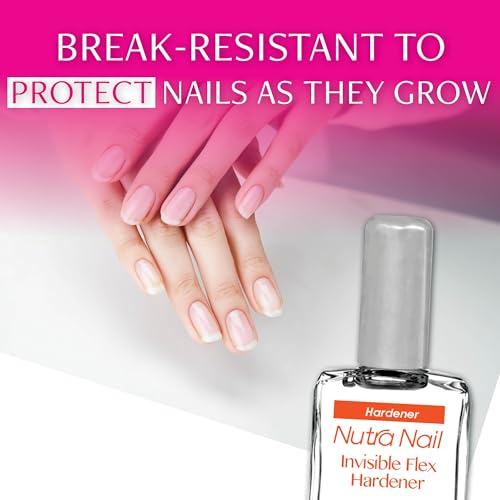 Nutra Nail Invisible Flex Hardener – Instant Protective & Restorative Clear Gel Top Coat Shield for Brittle, Damaged Nails - 0.5 Fl Oz