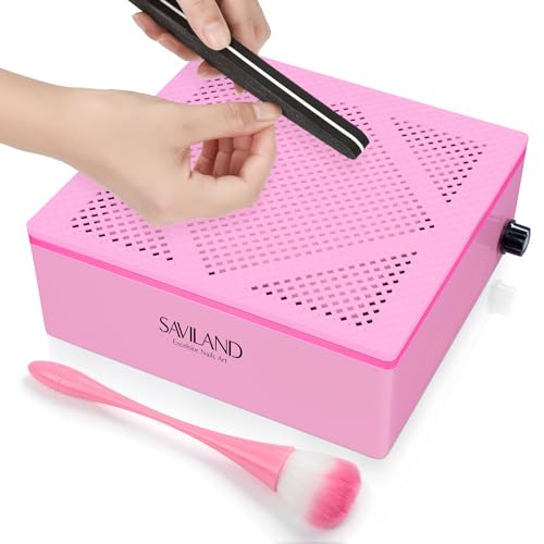 SAVILAND Nail Dust Collector Strong Suction: 60W Dust Collector Nail tech Electric Acrylic Extractor De Polvo De Uñas Profesional Detachable Filter Nail Dust Brush Nail Tech Quiet Nail Salon Home
