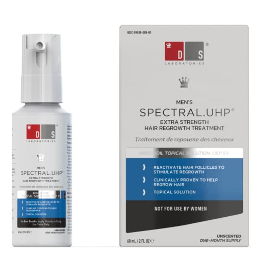 DS Labs Spectral.UHP 5% Minoxidil Hair Density Serum for Men - Extra Strength Topical Formula for Thicker-Looking Hair, Targets Thinning at the Crown Area, With Nanosome Technology, 60mL