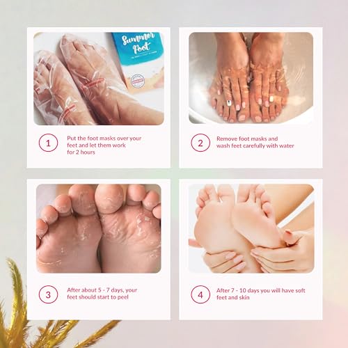 Peeling Mask That Removes Dead Skin - Dermatologically Tested Callus Remover for Dry Cracked Feet - Exfoliating Foot Peel Mask for Baby Soft Feet - 2 Pack with Cucumber & Urea Extracts