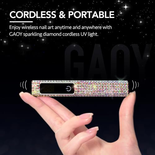 GAOY Handheld UV Light for Gel Nails, Mini Nail Lamp, Portable Cordless Rechargeable, Fast Curing, Diamond