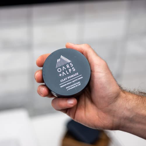 Oars + Alps Clay Hair Pomade for Men with Biotin, Kaolin Oil, Bentonite Clay, Jojoba Oil, Vitamin B7 & B5, Promotes Hair Growth, Medium Hold, Matte Finish, Reduces Frizz, 2.4oz