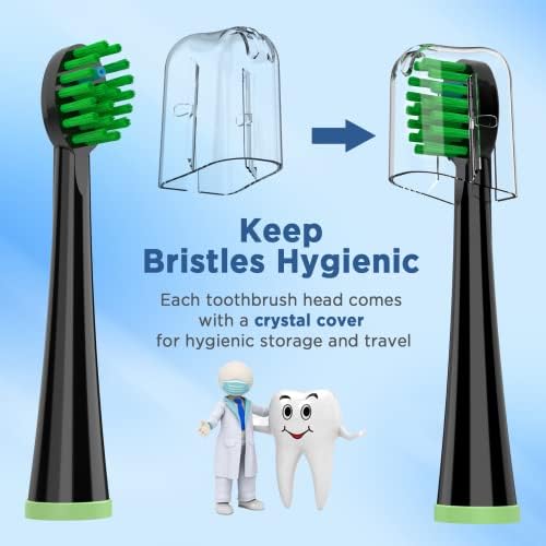 Replacement Toothbrush Heads for All Waterpik Sonic Fusion Models (SF-01, SF-02, SF-03, and SF-04 Series), Compact, with Covers, 5 Count, Black