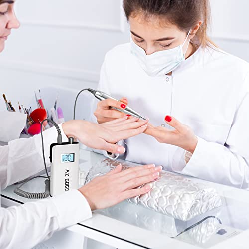 AZ GOGO Nail Drill Machine, 30000RPM Rechargeable Professional Portable Nail Drills for Acrylic Gel Nails - Salon Home Use (White)