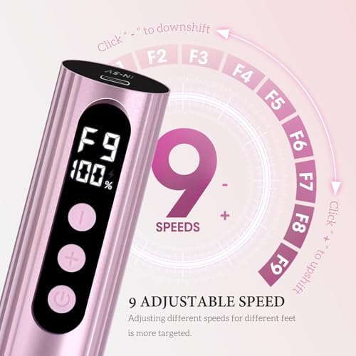 Ranrose 2-in-1 Electric Foot Callus Remover - 9-Speed Dead Skin Removal for Feet, Cordless Pedicure Foot File with LED Display, Fast Charging for Home Foot & Nail Care