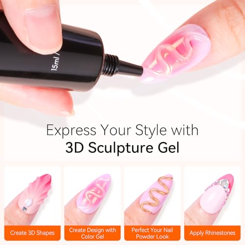 Makartt 3D Gel Nail Art 2 Pcs 15g Nail Sculpting DIY No Wipe 3D Molding Gel for Nails Decoration, Manicure Sculpture Nails