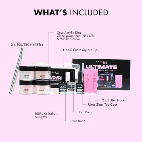 Acrylic Starter Kit for Beginners - Includes Pink & Clear Powder, High-Quality Acrylic Essentials Perfect for Aspiring Professional Nail Technicians
