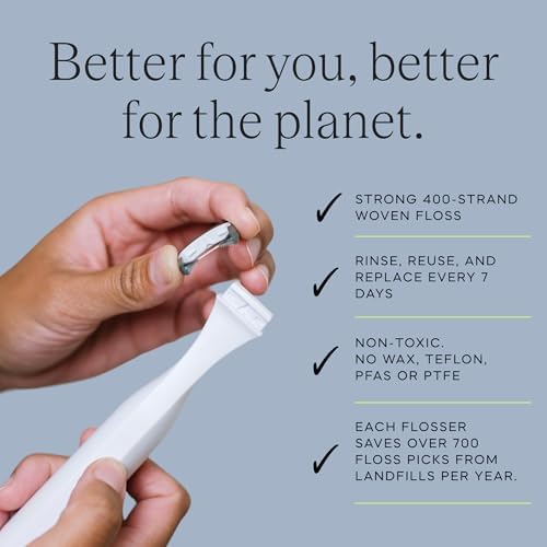SLATE Electric Flosser | 3-in-1 Electric Flosser for Teeth w/ 3 Speeds - Dentist Invented Magic Floss | Reusable Non-Toxic Floss, Tongue Scraper & Gum Care | Power Dental Flossers for Adults & Kids