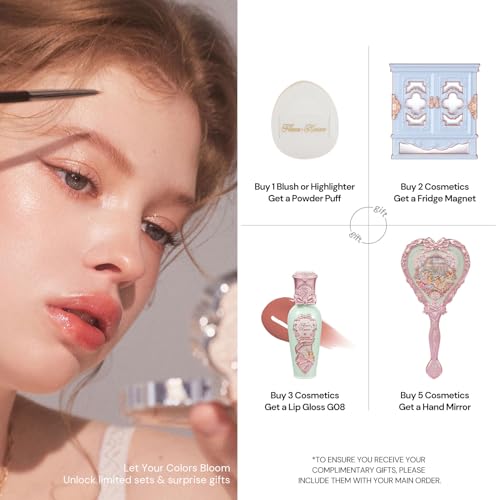 Flower Knows Strawberry Cupid Makeup Palette,Eyeshadow,Blush,Highlighting & Contour All-in-One Face Makeup Palette with 4 Matte+3 Shimmer Pink Shades(S02 Cupid's Mischief,0.49 Oz)