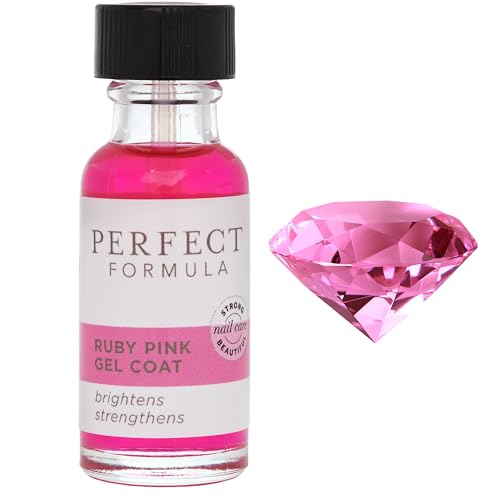 Perfect Formula Ruby Pink Gel Coat - Nail Strengthener, Keratin Nail Treatment, Gemstone Pink Gel Nail Polish - Nail Strengthener for Damaged Nails - Made In The USA .60 fl oz.