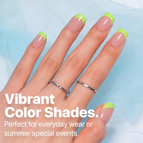 SXC Cosmetics X-Pro Tips French Tip Press On Nails - Bright Pastel Glow in the Dark Series (GLOW113KIT-XS Square)