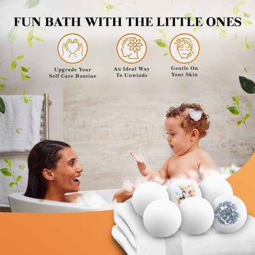 Pack Vegan Bath Bombs with Cocoa Butter & Avocado Oil - Aesthetic Appeal & Aroma, Perfect for Self-Care & Spa, Ideal Gift for Kids, Women and Moms, Pack of 6 (100 grs)