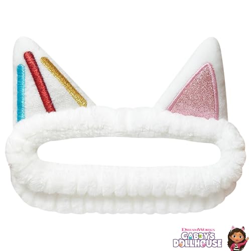 LUV HER Kids Hair Brush & Spa Headband Set for Girls - with Gabby's Dollhouse characther Cakey - Fun Grooming Kit for Detangling, Styling & Skincare - Soft & Stretchy One Size, Ages 3+