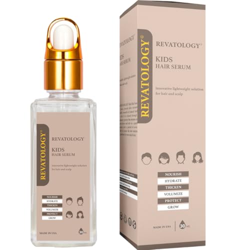 REVATOLOGY Kids Hair Serum (Made in USA) for Hair Thickness, Strength, Growth and Scalp Revitalization for straight, curly, waivy, coiled hair in toddlers, teen, and children | chemical & cruelty free
