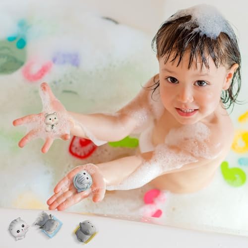 Bath Bombs for Kids, 12 Pack Natural Bath Bombs with Toys Inside, Organic Kids BathBombs with Surprise Cat Kitten Toys Inside, Toddler Bubble Bath Fizzy Shower Bombs for Girls Boys Kids Gift Set