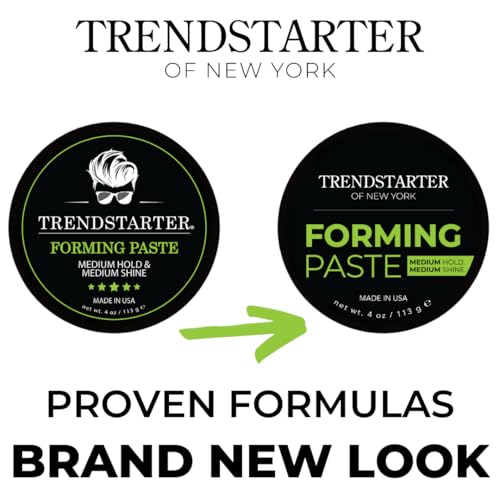 TRENDSTARTER - FORMING PASTE (4oz) - Medium Hold - Medium Shine - Lightweight Water-Based Hair Cream - Premium All-Day Hold Hair Styling Product - Flake-Free Hair Paste for All Hair Types