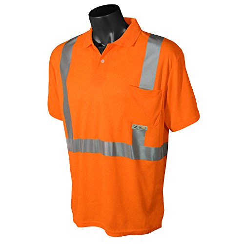 Radians Unisex Adult Hi-vis Polo ST12-2POS-L Industrial Safety Shirt Short Sleeve, Safety Orange, Large US